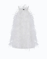Short dress with feathers - White | Pinko