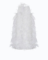 Short dress with feathers - White | Pinko