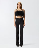 Crop top with feathers - | Pinko