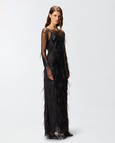 Dress with sequins and feathers - | Pinko