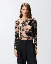 Sheer flock-print sweater - | Pinko