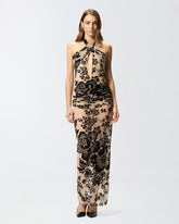 Langes Kleid mit Flock-Print - | Pinko