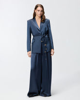 Blazer aus glänzendem Satin mit Gürtel und Kugeln - | Pinko