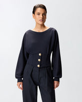 Bustier sweatshirt with buttons - | Pinko