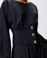 Bustier sweatshirt with buttons - | Pinko