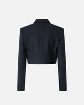 Short pinstripe poly wool blazer - | Pinko