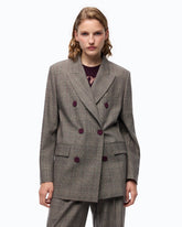 Double-breasted check jacket - | Pinko