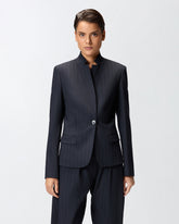 Fitted pinstripe wool blazer - | Pinko