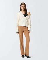 High-waisted textured wool trousers - | Pinko