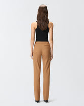 High-waisted textured wool trousers - | Pinko
