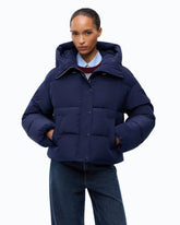 Down jacket in water-repellent technical canvas - Blue | Pinko