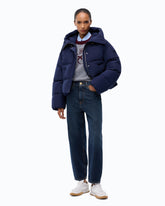Down jacket in water-repellent technical canvas - Blue | Pinko