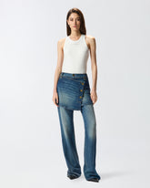 Flared jeans with removable miniskirt - | Pinko