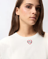 T-shirt with heart embroidery - | Pinko