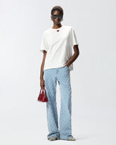 T-shirt with heart embroidery - White | Pinko