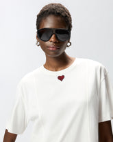 T-shirt with heart embroidery - White | Pinko