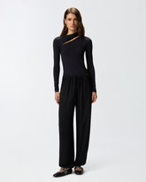 Wide-leg trousers with elastic waist - | Pinko