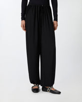 Wide-leg trousers with elastic waist - | Pinko