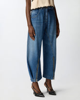 Balloon-fit jeans with zip - Blue | Pinko
