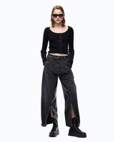 Balloon-fit jeans with coated canvas inserts - Grey | Pinko