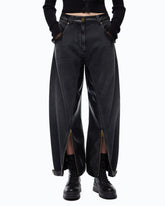 Balloon-fit jeans with coated canvas inserts - Grey | Pinko