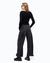 Balloon-fit jeans with coated canvas inserts - Grey | Pinko