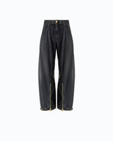 Balloon-fit jeans with coated canvas inserts - Grey | Pinko