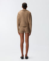 V-neck sweater with rhinestones - | Pinko