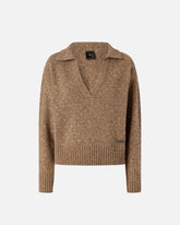 V-neck sweater with rhinestones - | Pinko