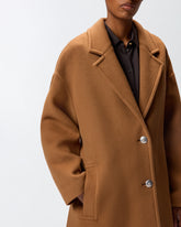 Single-breasted wool-blend cloth coat - | Pinko