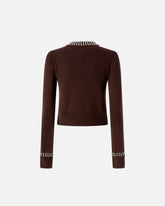 Round-neck cardigan with rhinestones - | Pinko