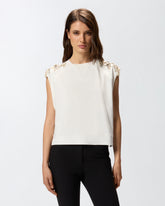 Sleeveless top with appliqués - | Pinko