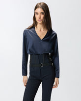 Long-sleeved stretch satin blouse - | Pinko