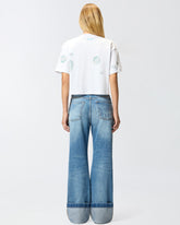 Cropped T-shirt with print and appliqués - | Pinko
