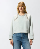 Sweatshirt with bejewelled appliqués - | Pinko