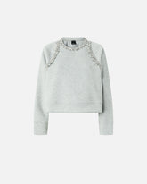 Sweatshirt with bejewelled appliqués - | Pinko