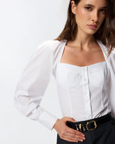Bustier shirt in poplin - | Pinko