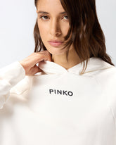 Cropped sweatshirt with embroidery - | Pinko