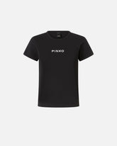 Short-sleeved T-shirt with embroidered logo - | Pinko