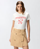 T-Shirt mit Print in Herzform und Applikationen - Mehrfarbig Weiß-Rot | Pinko