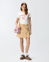 T-Shirt mit Print in Herzform und Applikationen - Mehrfarbig Weiß-Rot | Pinko