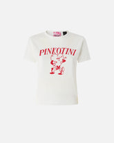 T-Shirt mit Print in Herzform und Applikationen - Mehrfarbig Weiß-Rot | Pinko