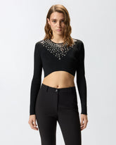 Pullover mit Pailletten und Kristallen - | Pinko