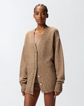 Bouclé fabric cardigan with rhinestones - | Pinko