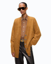 Fully rhinestoned wool-blend cardigan - | Pinko