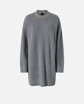 Knit dress with rhinestone-detailed neck - | Pinko