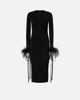 V-neck dress with draping - | Pinko