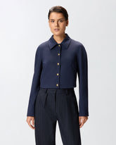 Short full Milano-knit technical fabric jacket - | Pinko