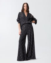 Bluse aus dunklem Denim mit Ösen - | Pinko