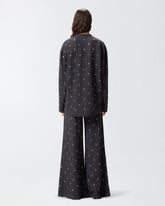 Dark denim blouse with eyelets - | Pinko